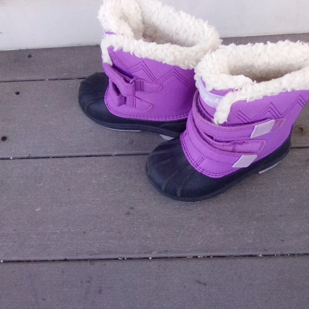 Cat & Jack Kids Boots in Purple and Black have a little Stain